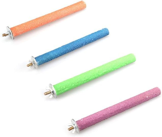 1Pc Random Color Bird Perch Stand Toy Wood Parrot Perch Stand Grinding Claw Sticks Sanded Surface Cage Toy for Parakeets Finches Parakeet Toys,Birdcage Accessories, Bird Perches