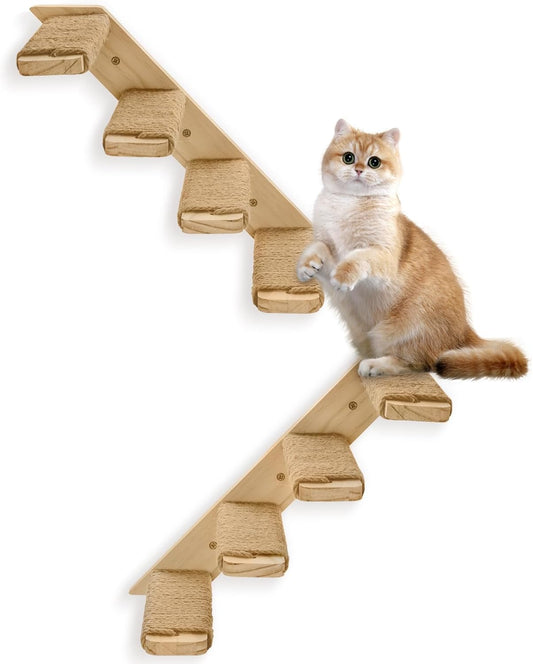2 Pack 4 Steps Cat Wall Shelves Cat Stairs for Wall with Sisal Rope.Cat Wall Steps/Ladder Furniture & cat Tree Supplies(Catstairs 2Pack-4Steps)