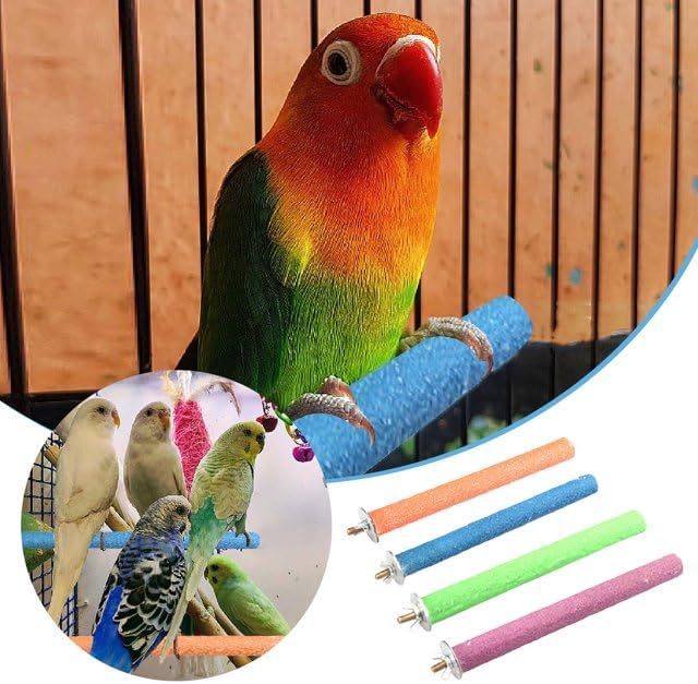 1Pc Random Color Bird Perch Stand Toy Wood Parrot Perch Stand Grinding Claw Sticks Sanded Surface Cage Toy for Parakeets Finches Parakeet Toys,Birdcage Accessories, Bird Perches