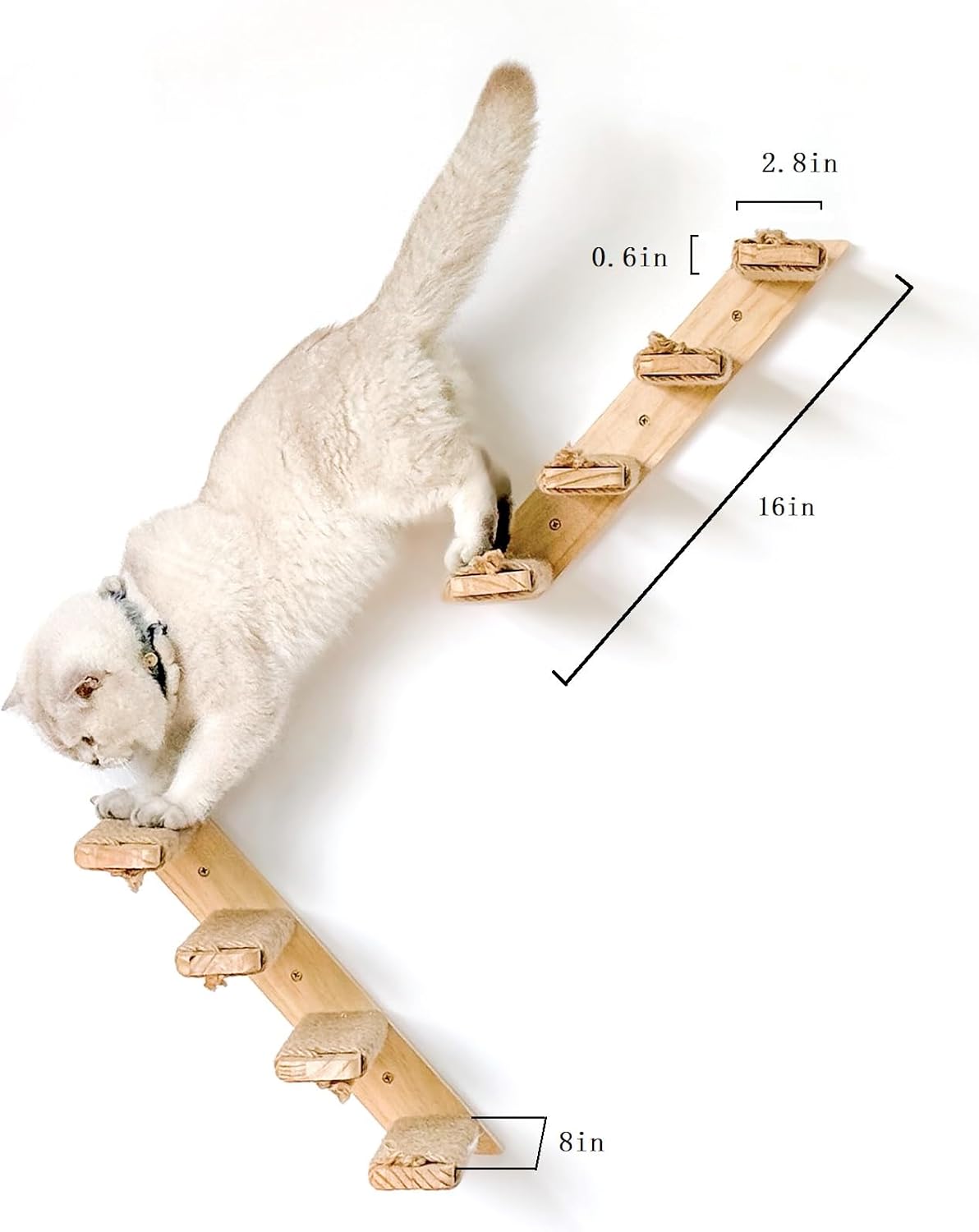 2 Pack 4 Steps Cat Wall Shelves Cat Stairs for Wall with Sisal Rope.Cat Wall Steps/Ladder Furniture & cat Tree Supplies(Catstairs 2Pack-4Steps)