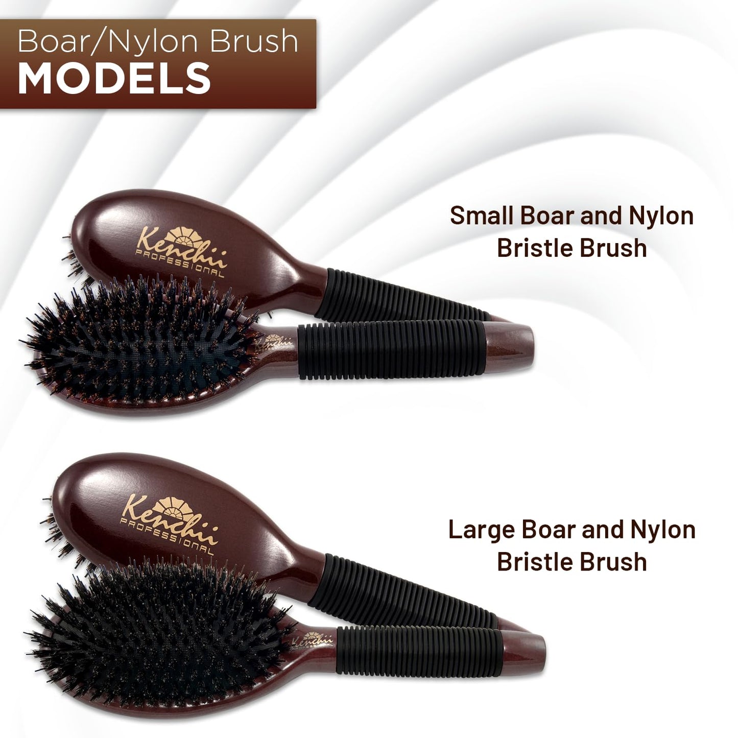 Kenchii Boar and Nylon Bristle Dog/Cat Grooming Brush with One-Piece Maple Body-Choose Size Large, Small (Large)