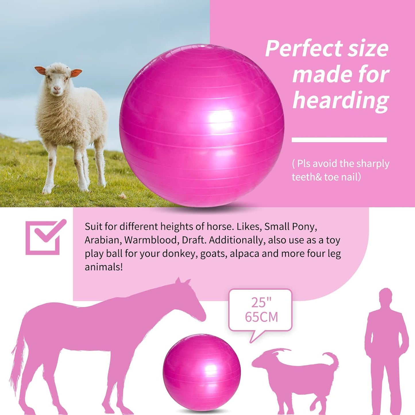 17 Inch Horse Play Balls Anti-Burst Herding Ball for Horse Mega Equine Ball for Play Training Horses Soccer Balls