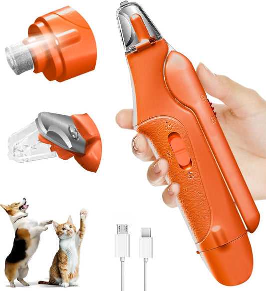 2 in 1 Dog Nail Clippers & Cat Nail Clippers Trimmers for Large Medium Small Dogs Cats Claw Trimmer Quick Sensor and Safety Guard USB Rechargeable Dogs Nail Trimmer with Catcher & 2 LED Lights