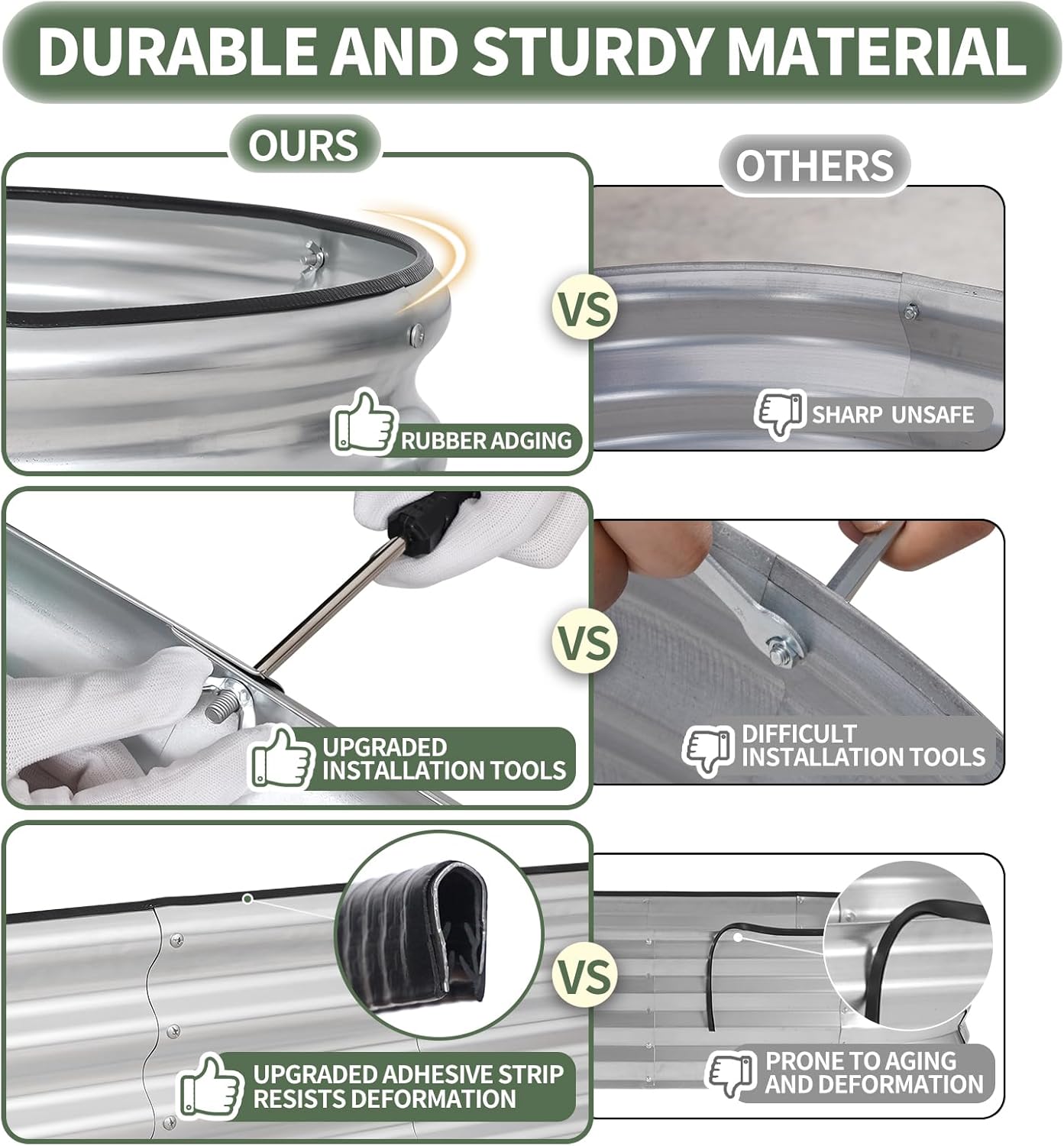 1MORE Galvanized Raised Garden Bed- Planter Garden Boxes Outdoor, Raised Beds for Gardening, 4x2x1ft Metal Garden Bed Kit for Vegetables Flower, Planter Raised Bed with Protective Tape & Tools.Silver