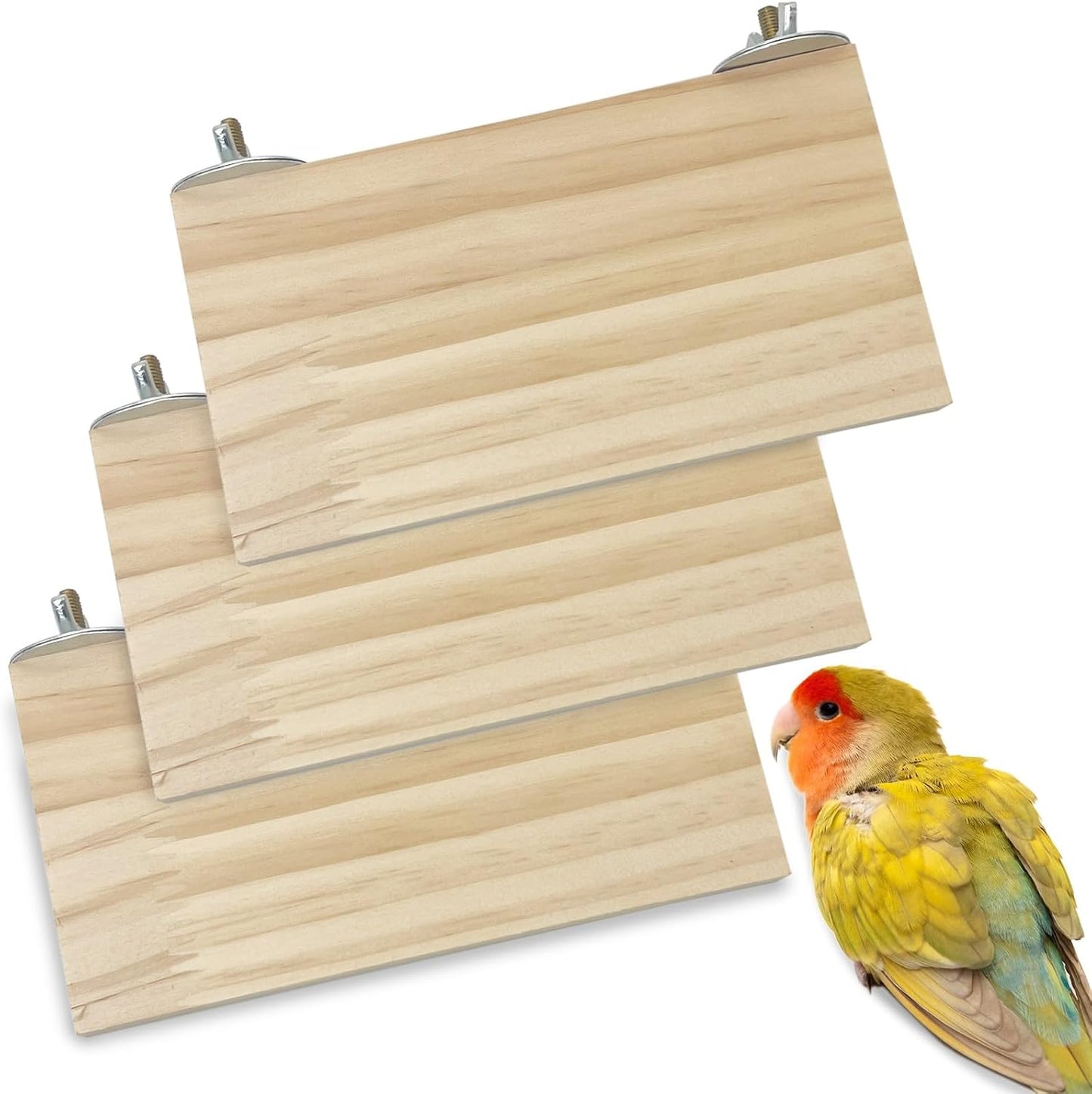 kathson Bird Wood Platform Parrot Perch Stand Parakeet Playground Cage Corner Shelf for Conures Budgies Parakeets Cockatiels Lovebirds 3Pcs