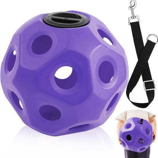 15.75" Hay Ball for Horse with Hanging Strap Slow Feed Horse Treat Ball Extra Large Hanging for Paddock Stall Stable Supplies (Purple)