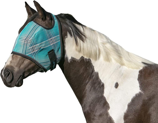Kensington Fly Mask Web Trim Protects Horses Face and Eyes from Bites and Sun Rays While Allowing Full Visibility Ears and Forelock Able to Come Through The Mask, XXL-Draft, Atlantis