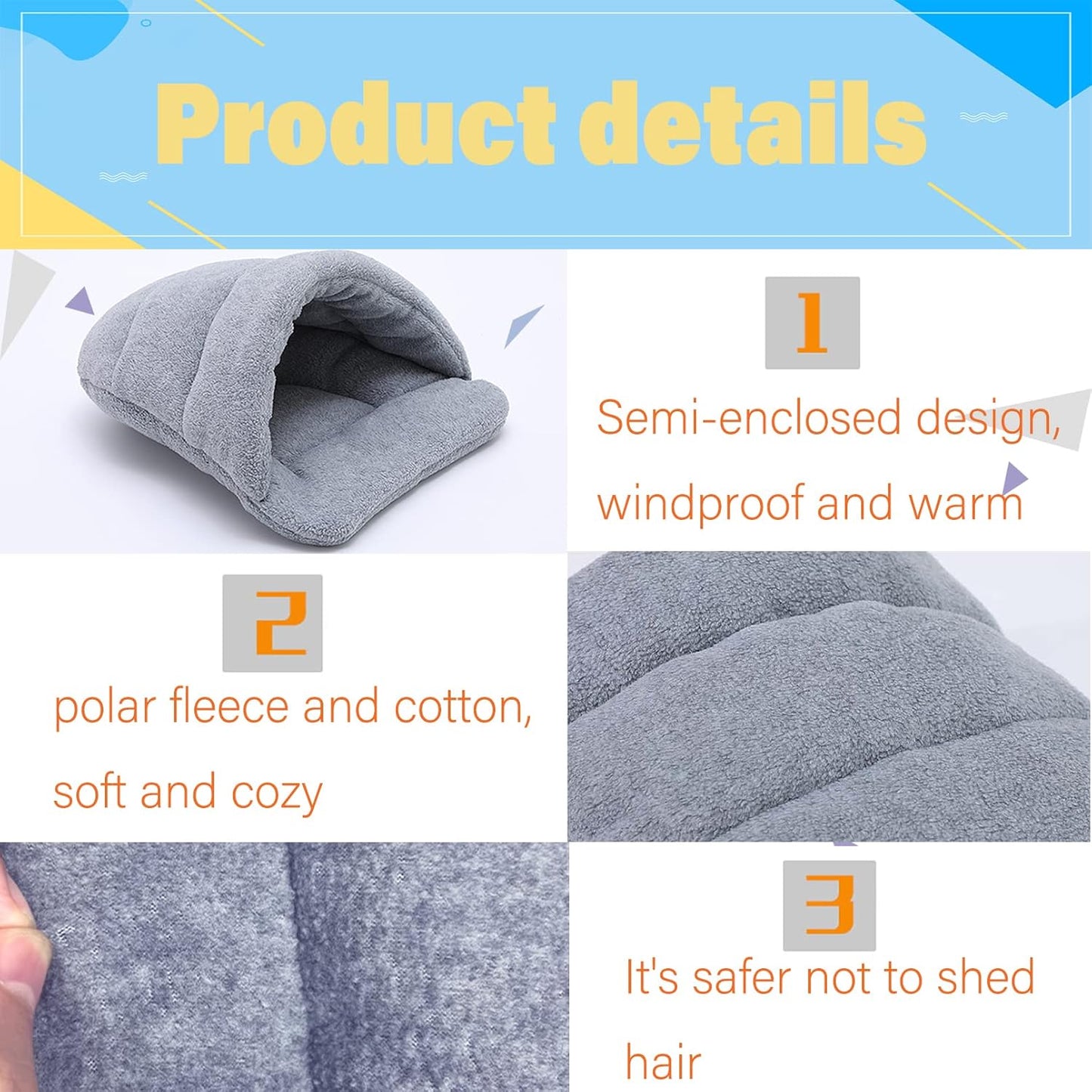 kathson Rabbit Cave Sleeping Bed Guinea Pig Hideout Cozy House Pet Soft Warm Fleece Winter Slipper Cushion Small Animal Nest Cage for Ferrets Squirrel Hamster Chinchilla Rat Hedgehog Bunny