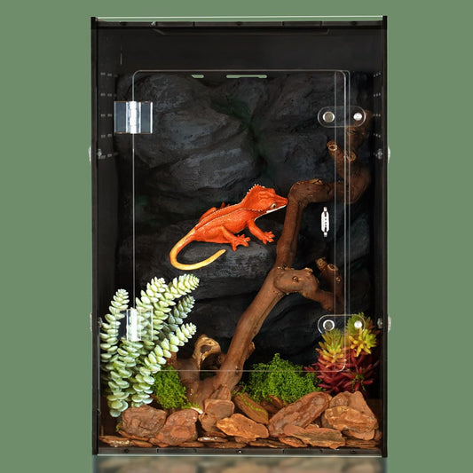 12x12x18 Reptile Enclosure – Acrylic Reptile Tank for Gecko, Snake, and Lizard – Compact PVC Terrarium for Small Pets