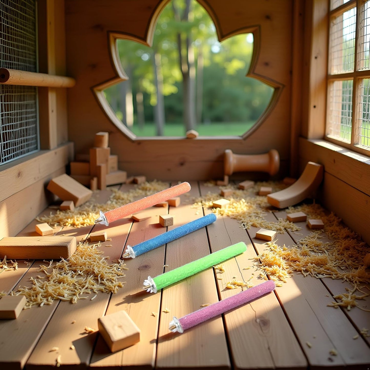 1Pc Random Color Bird Perch Stand Toy Wood Parrot Perch Stand Grinding Claw Sticks Sanded Surface Cage Toy for Parakeets Finches Parakeet Toys,Birdcage Accessories, Bird Perches