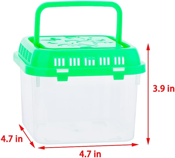 14 Pack Small Plastic Reptile Carrier Breeding Box Hatching Container for Fish Turtle Hermit Crab Spider Snake Bearded Dragon Lizard (4.7 x 4.7 x 3.9 Inch)