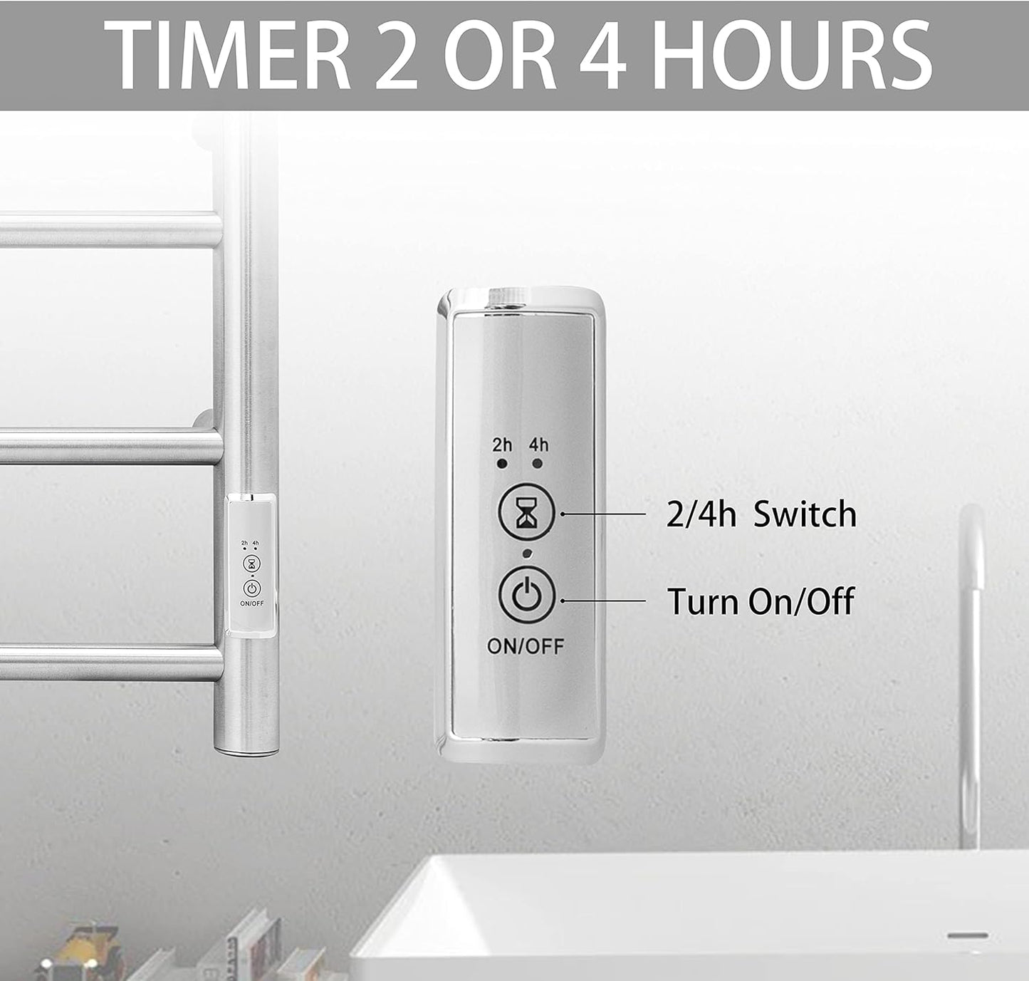 KEG Towel Warmer Wall Mounted with Built-in Timer 12 Bars Electric Stainless Steel Heated Towel Racks for Bathroom, Hot Plug-in Bath Towel Heater Brushed Nickel