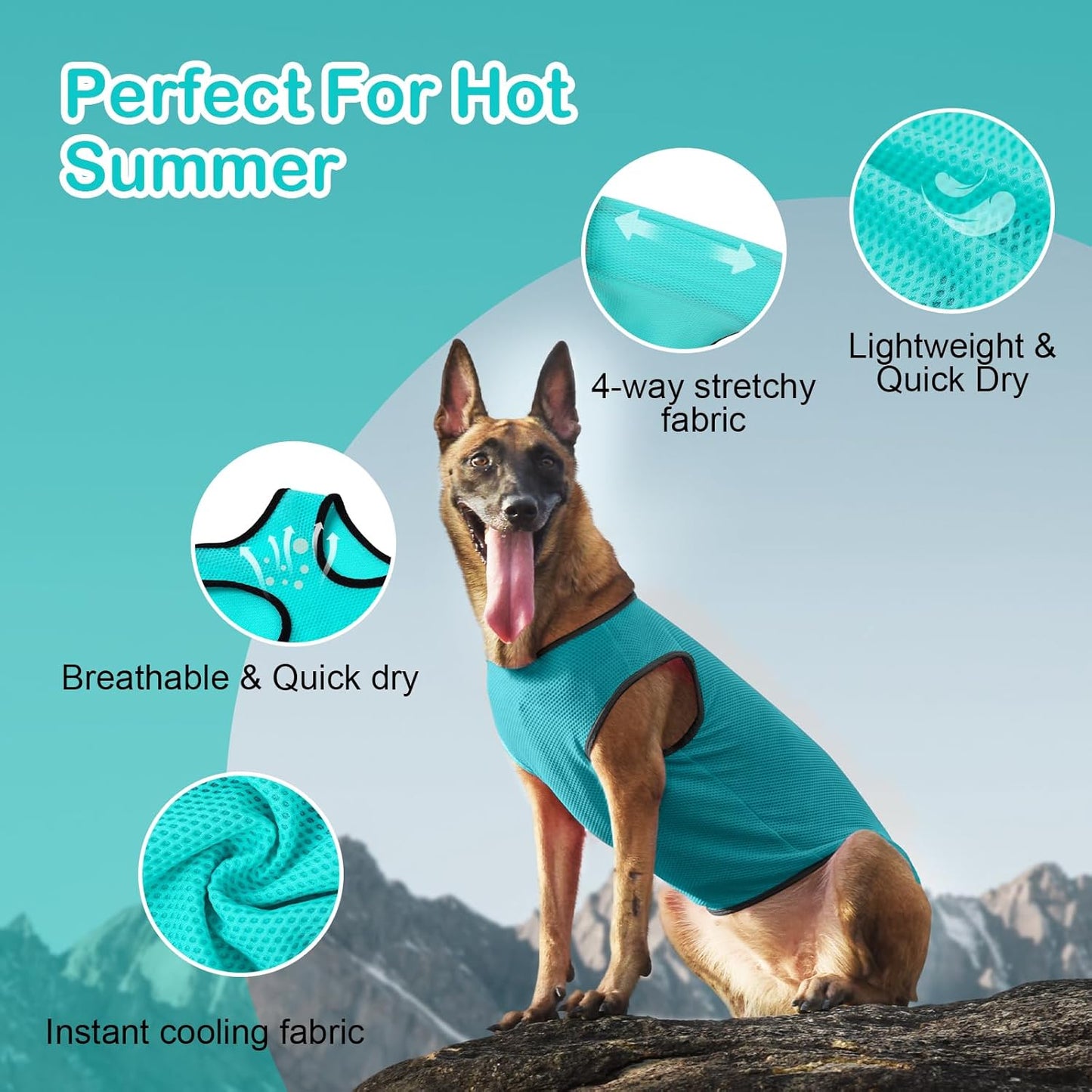2 Pack Cooling Shirts for Dogs, Lightweight Mesh Breathable Dog Clothes for Medium Dogs Boy Girl,Sun-Protection Sleeveless Shirts for Dog&Cat Puppy Vest Pet Apparel - L