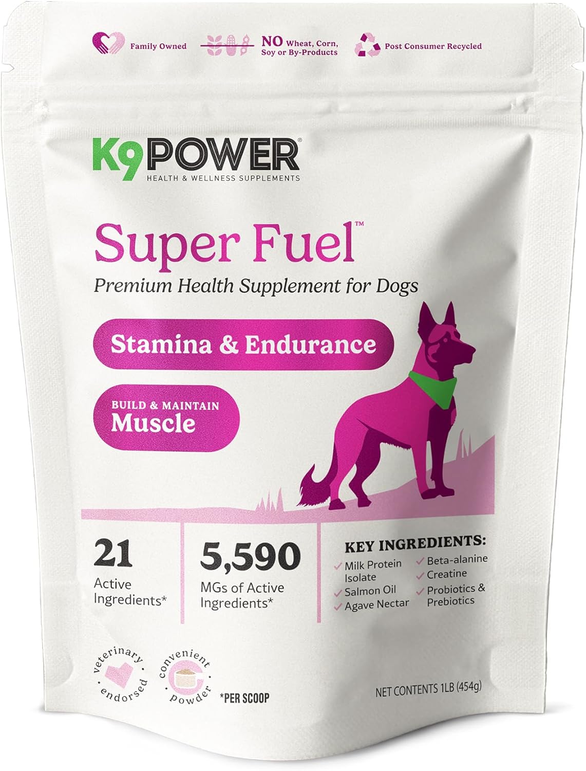 K9 Power Super Fuel for Dogs 1lb - Boosts Energy Levels Supports Muscle Growth & Enhances Joint Health