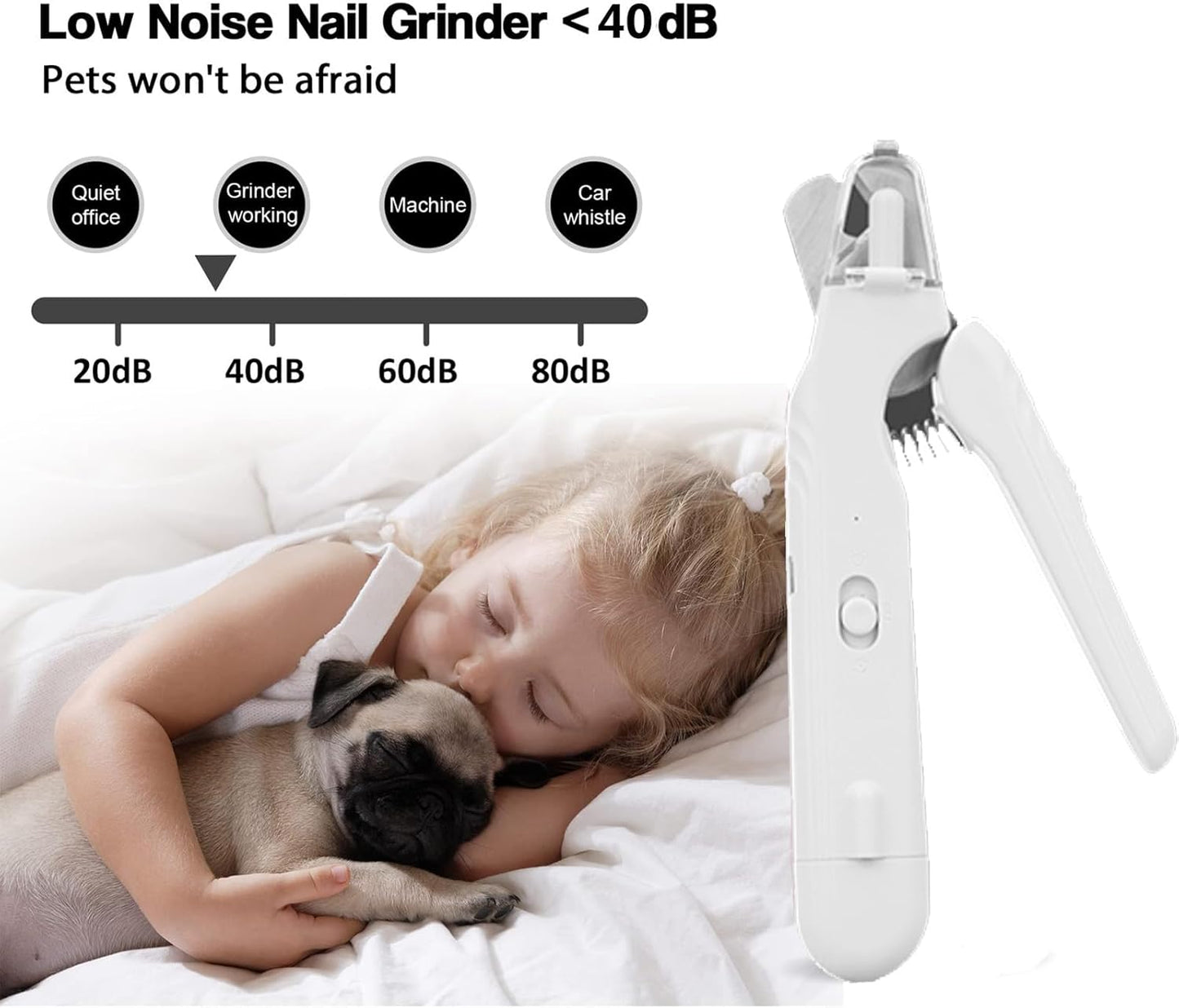 2 In 1 Pet Nail Clipper and Grinder, Professional Electric Rechargeable Pet Nail Fast Trimmer, Painless, Claw Care Grooming, Smoothing, Silent - Shockproof, For Small, Large Dogs & Cats, upgraded