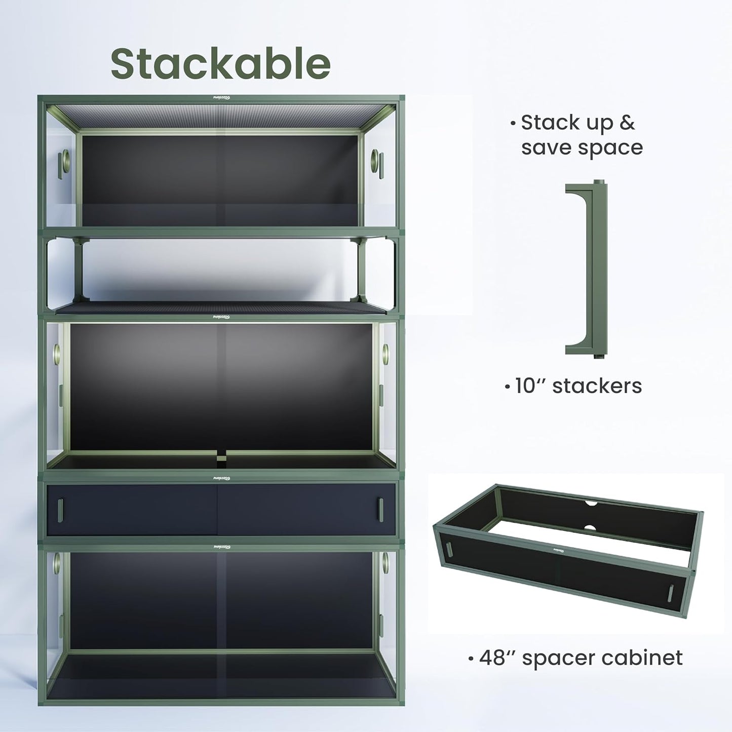 120 Gallon Bearded Dragon Tank,48" x 24" x 24" Reptile Tank with Sliding Door Top Screen Ventilation, Front Opening Reptile Enclosure for Easy Maintenance