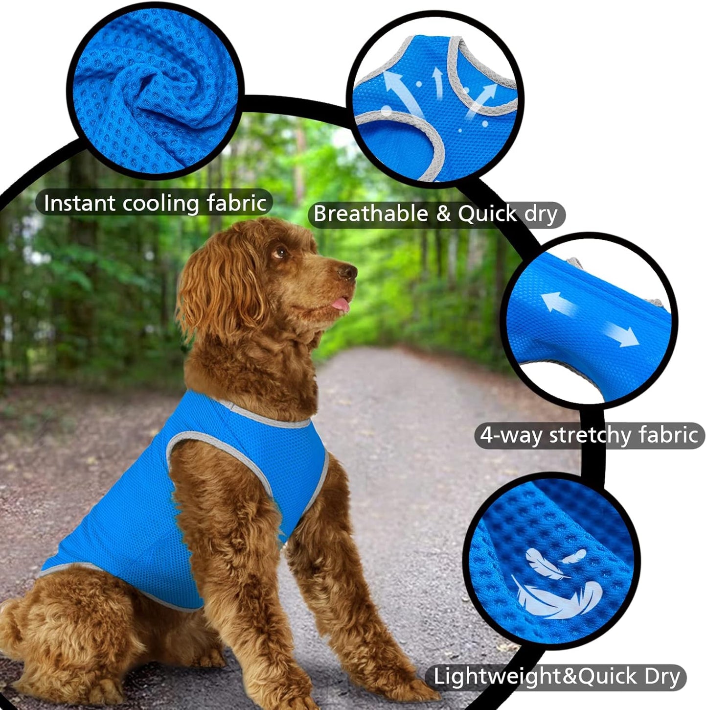 2 Pack Cooling Shirts for Dogs, Breathable Lightweight Dog Shirts for Medium Dogs Boy, Sleeveless Sun Protection Shirts for Dog&Cat Puppy Vest Pet Apparel