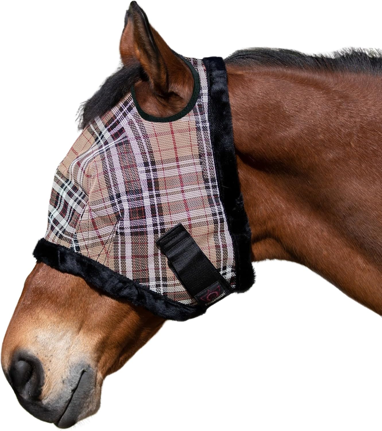 Kensington UV Fly Mask with Fleece Trim - Protective Mask with Dual Ear Opening & Forelock Freedom - Size: Small Color: 121-Deluxe Black