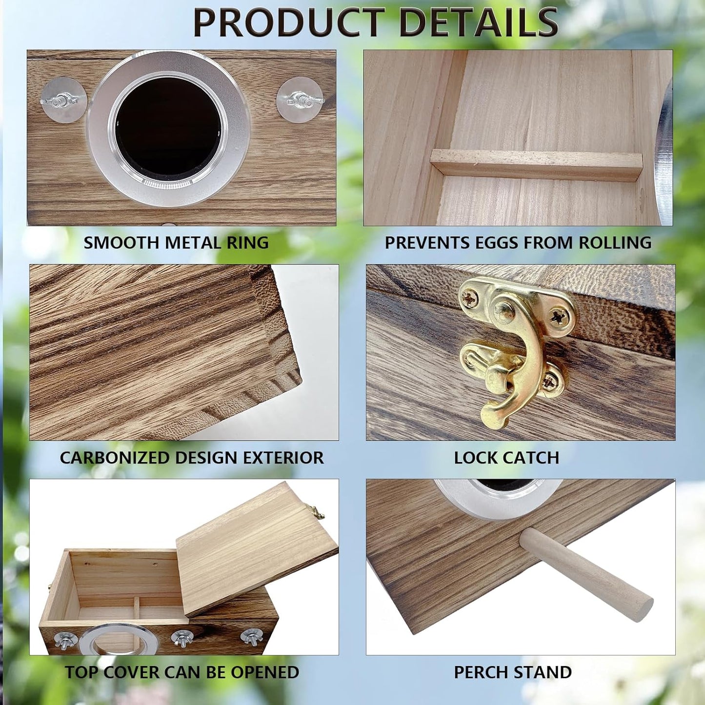 kathson Parrots Nesting Box Parakeet Nest House for Cage Budgie Breeding Hut with Coconut Fiber Bedding Wooden Bird Mating Box for Lovebirds Budgie Conure Cockatoo Cockatiel and Small Medium Parrots